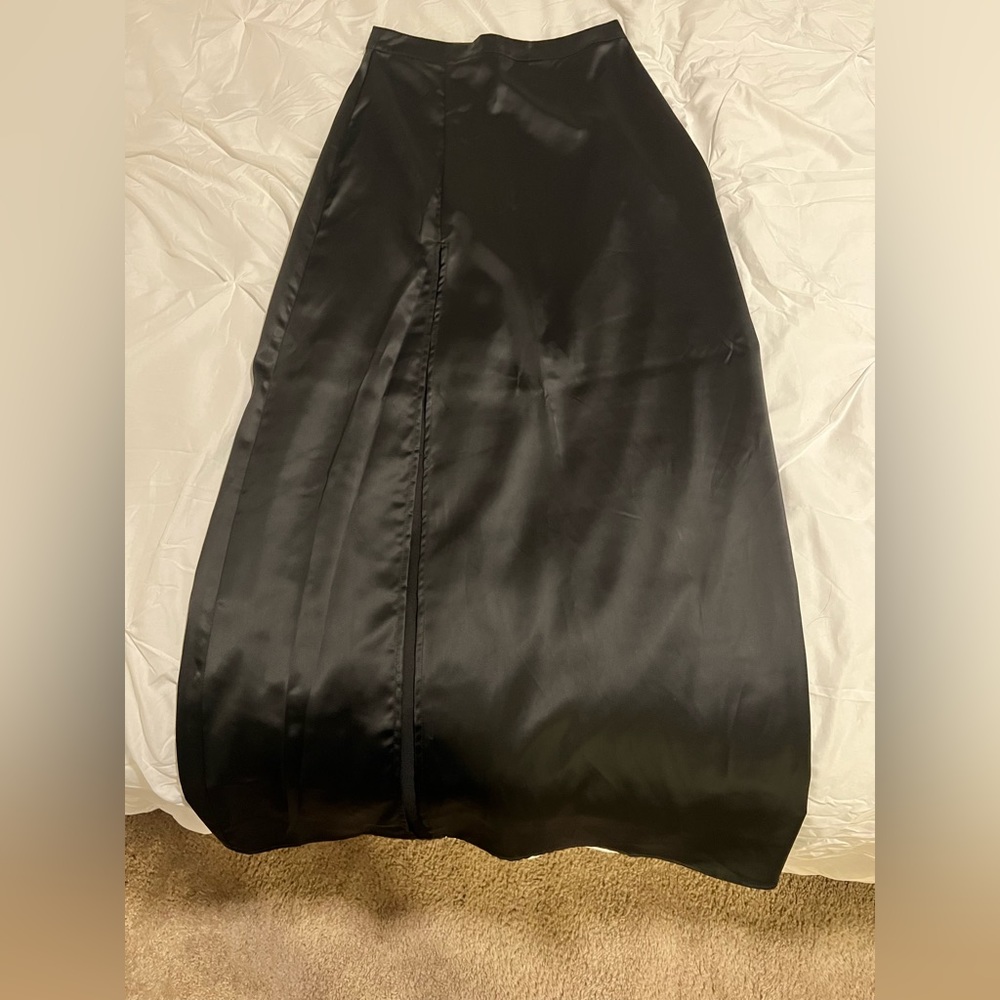 Black satin formal skirt
